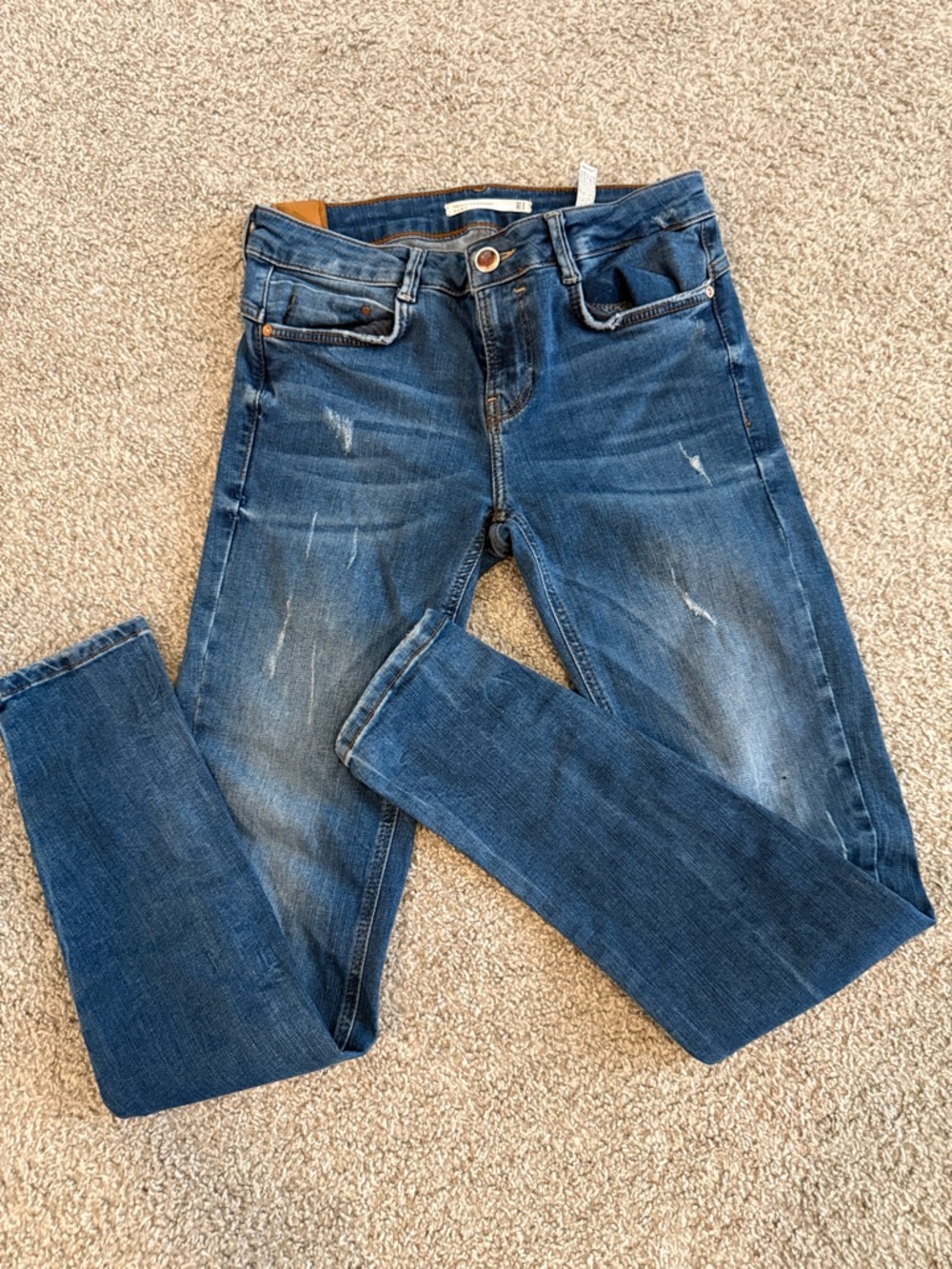 Zara Indigo Skinny Jeans with Light Whiskering - Picture 4 of 6